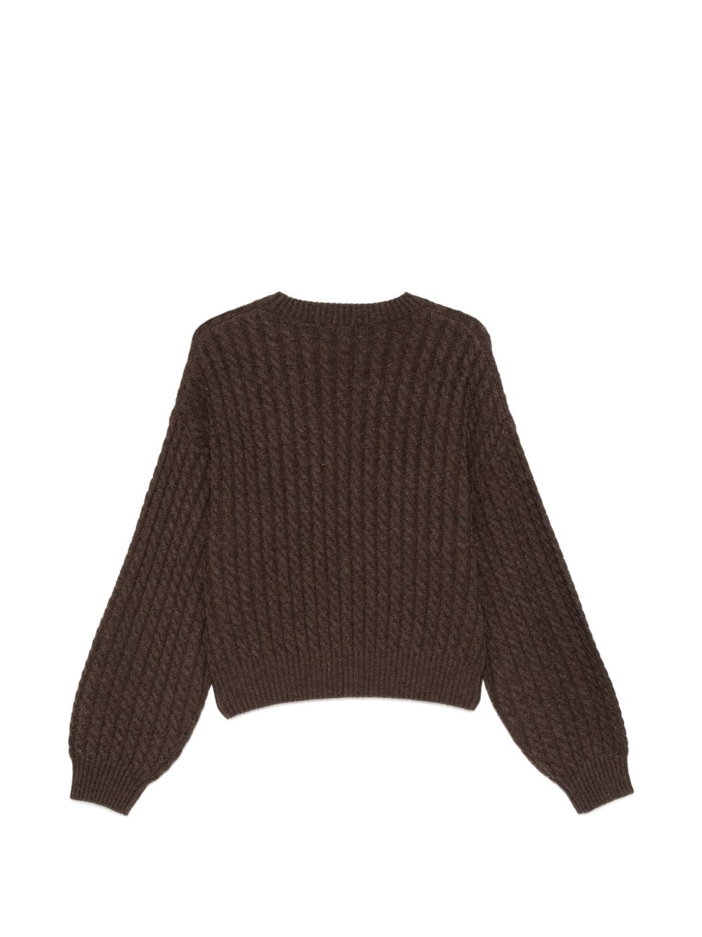 ROTATE Maglia marrone in lana e cashmere con patch logo, view 2