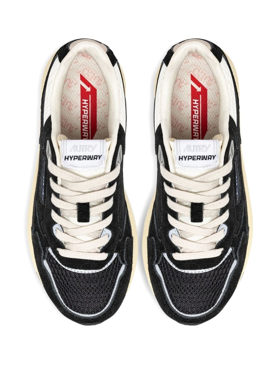 Autry Sneakers Hyperway in mesh e suede nero e argento, view 3