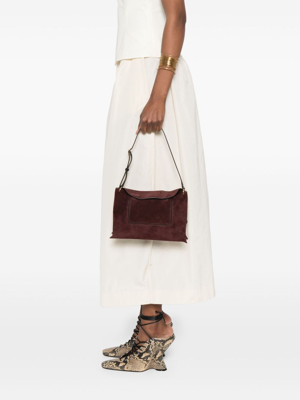 WANDLER Borsa a tracolla Penelope in suede marrone, view 2