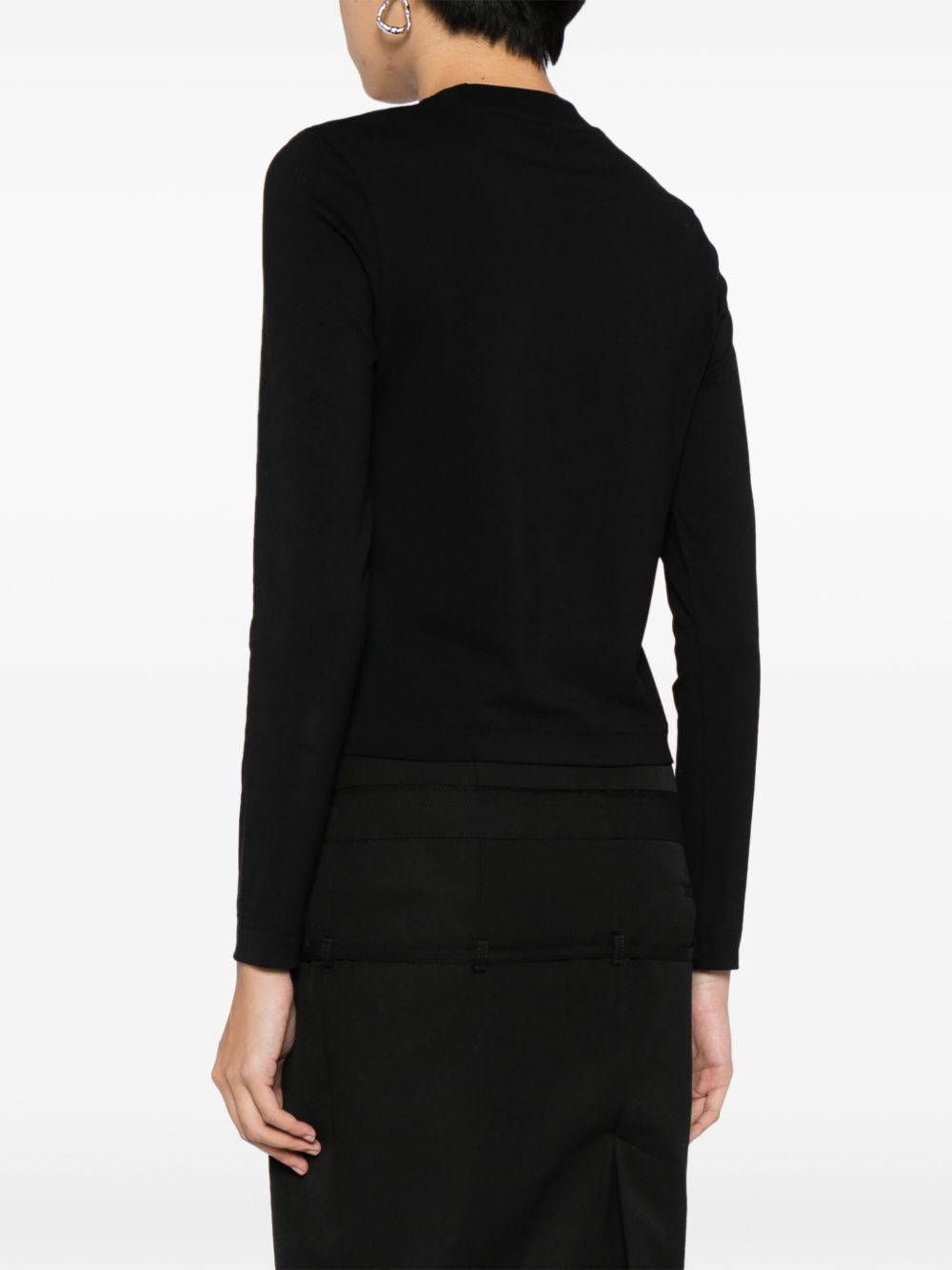 Jacquemus T-shirt a maniche lunghe nera in gros grain con logo, view 2