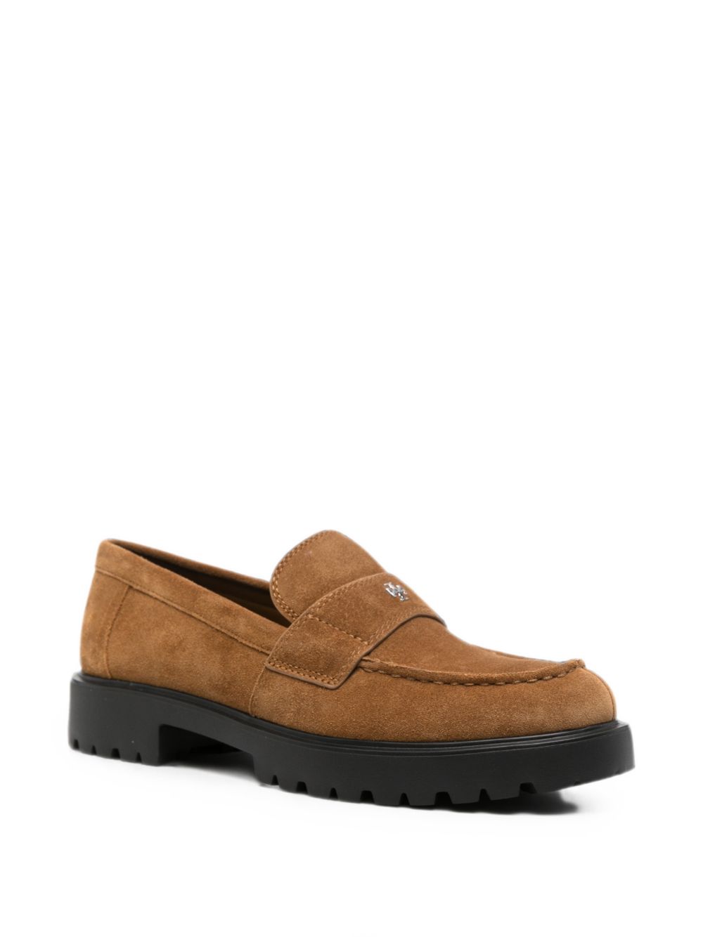 Tory Burch Mocassini in pelle scamosciata color cammello, view 2