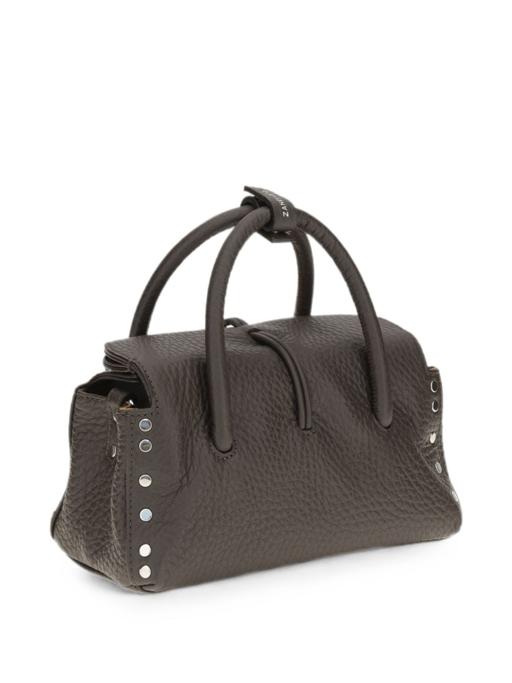 ZANELLATO Borsa Dotta Baby in pelle martellata marrone con dettagli argento, view 2