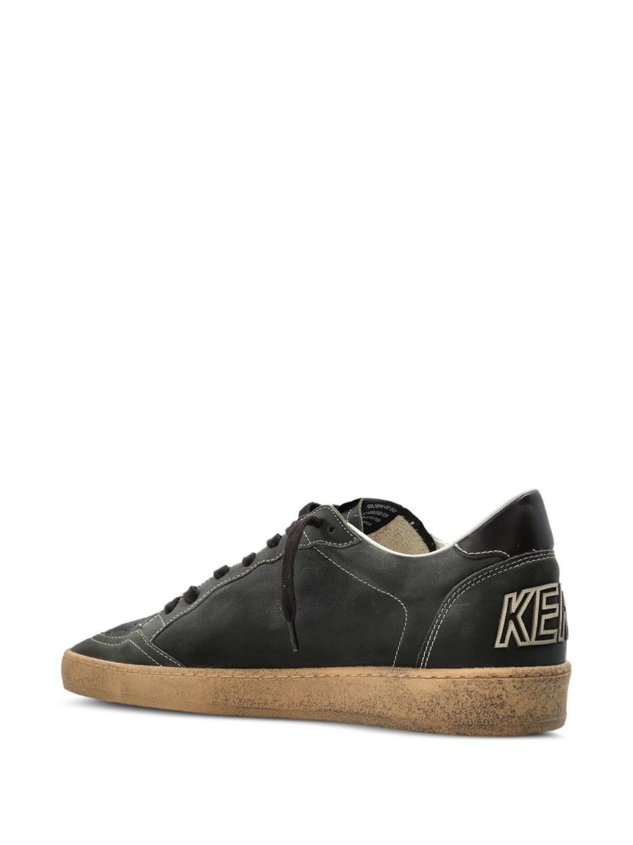 Golden Goose Sneakers Ball Star verdi in pelle con dettagli effetto vintage, view 4