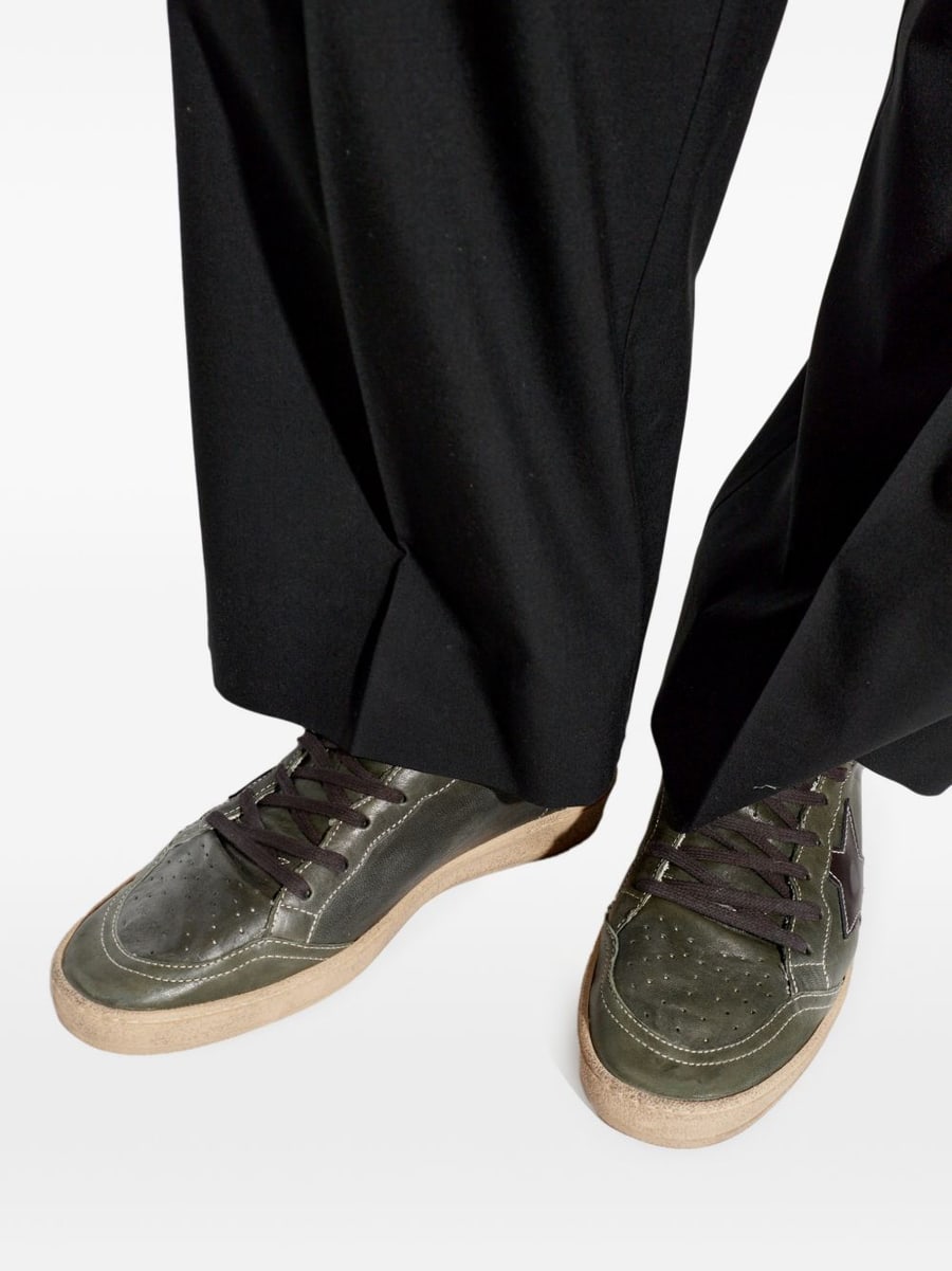 Golden Goose Sneakers Ball Star verdi in pelle con dettagli effetto vintage, view 5