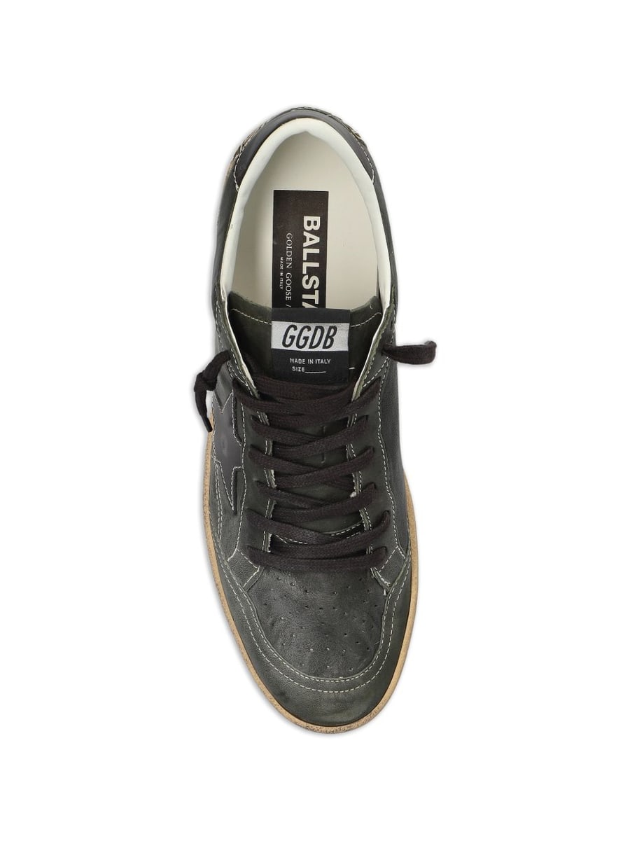 Golden Goose Sneakers Ball Star verdi in pelle con dettagli effetto vintage, view 6