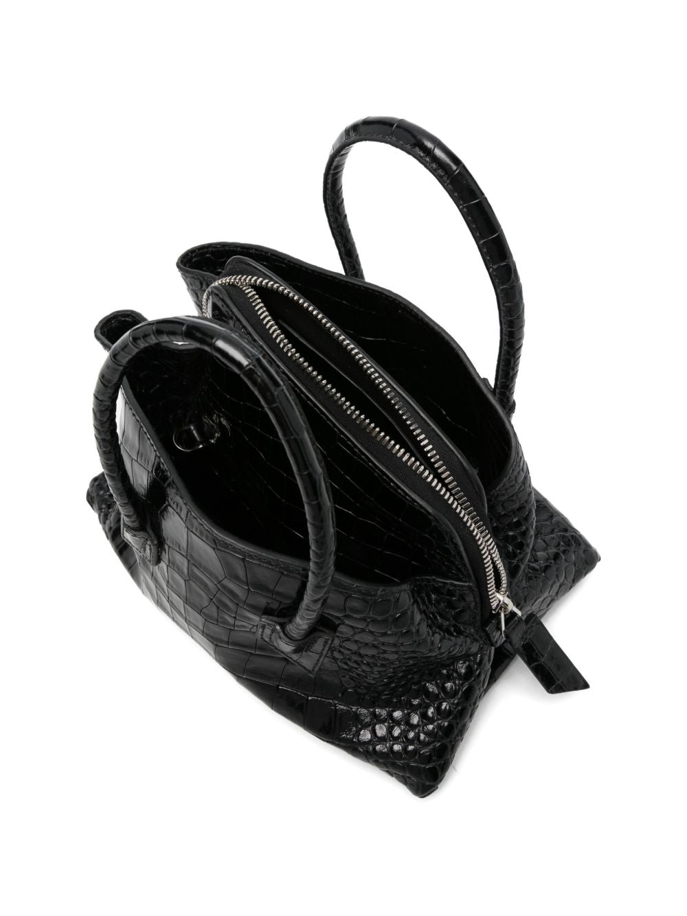 The Attico Borsa a spalla La Passeggiata Mini nera lucida effetto cocco, view 2