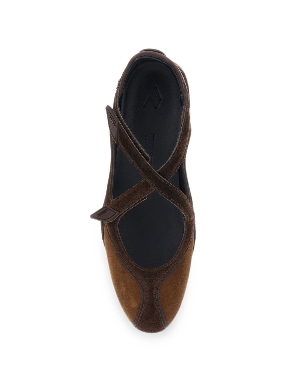 The Attico Ballerine marroni in pelle suede con cinturini incrociati, view 2