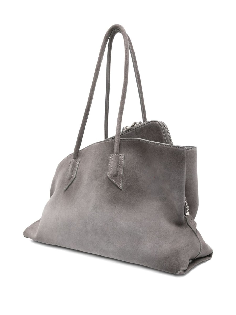 The Attico Borsa a spalla La Passeggiata Medium in suede grigio, view 4