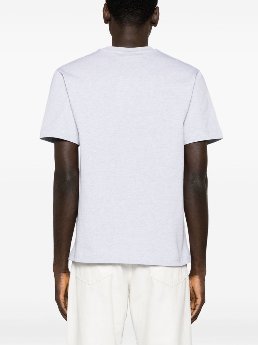 Jacquemus T-shirt grigia in cotone con patch logo sul petto, view 4