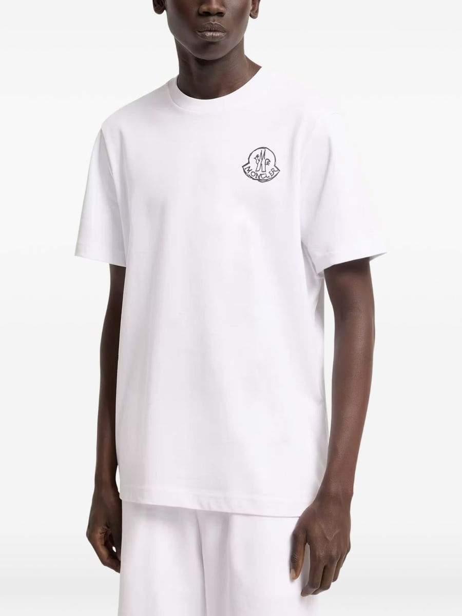 Moncler T-shirt in jersey di cotone con patch logo, view 4
