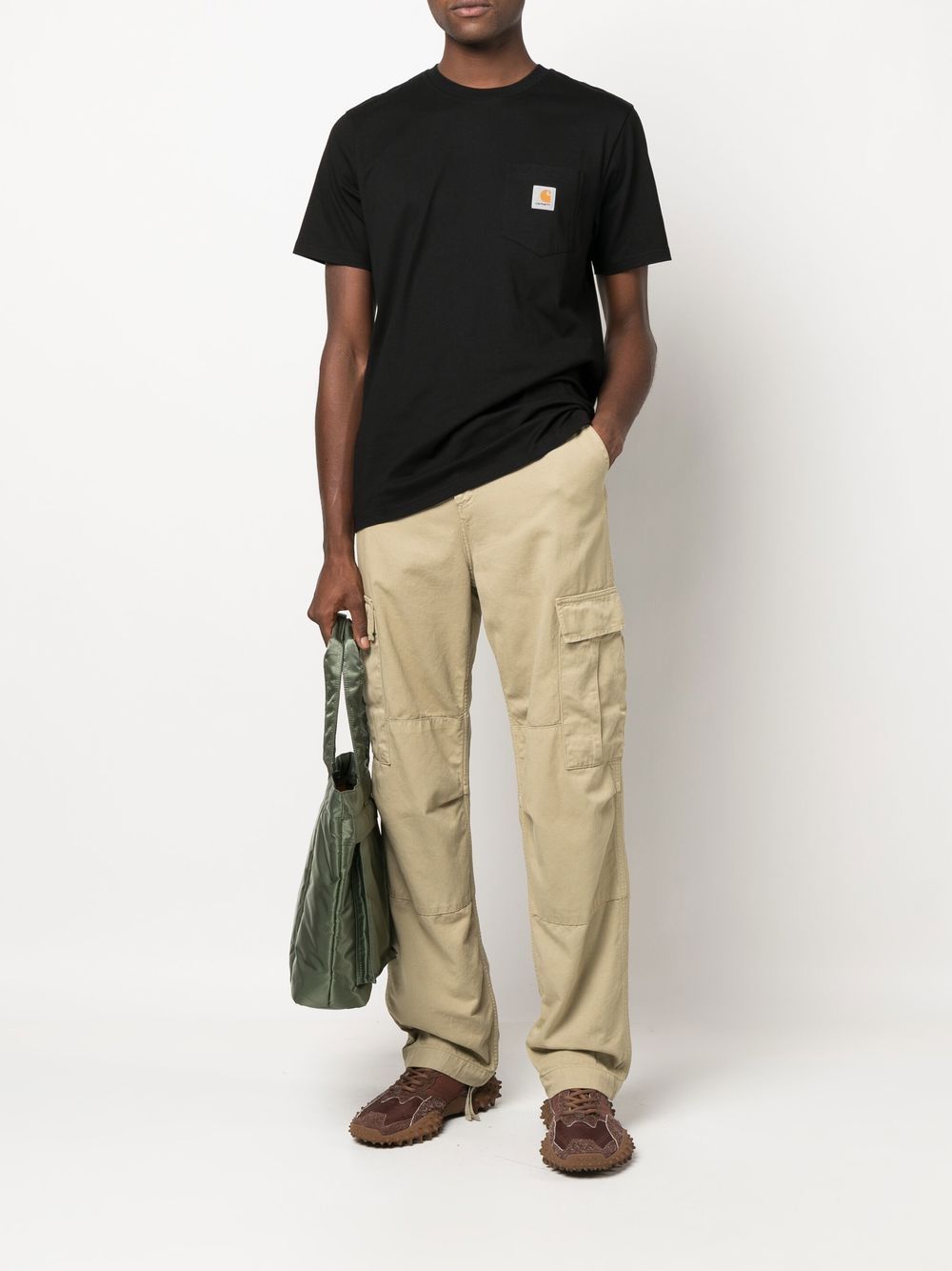 Carhartt WIP T-shirt nera in cotone con logo, view 2