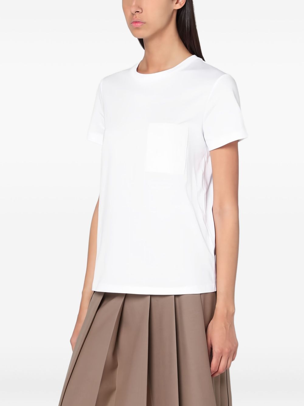 Max Mara T-shirt bianca in puro cotone a maniche corte, view 2
