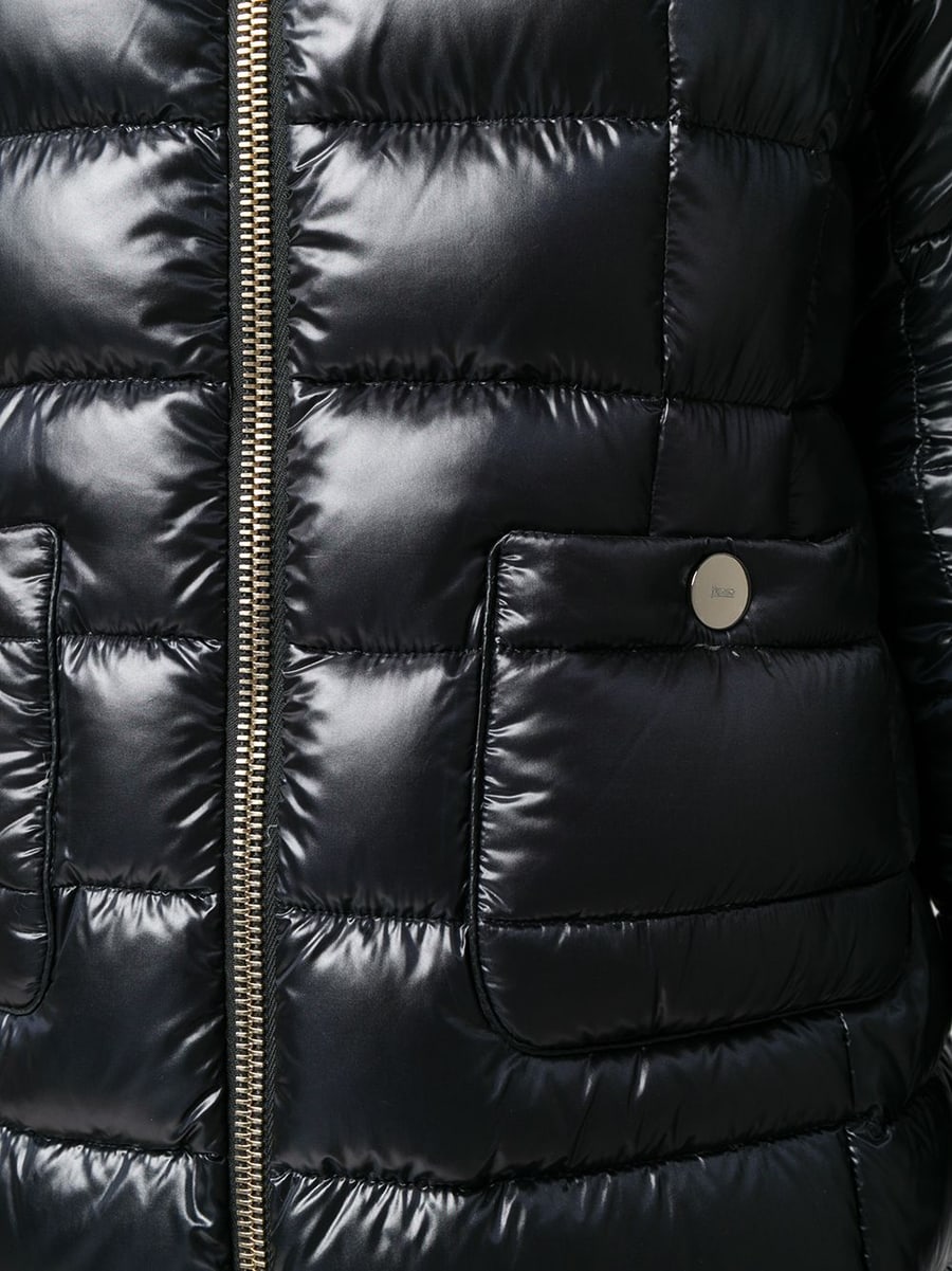 Herno Piumino midi nero con collo alto e tasche, view 2