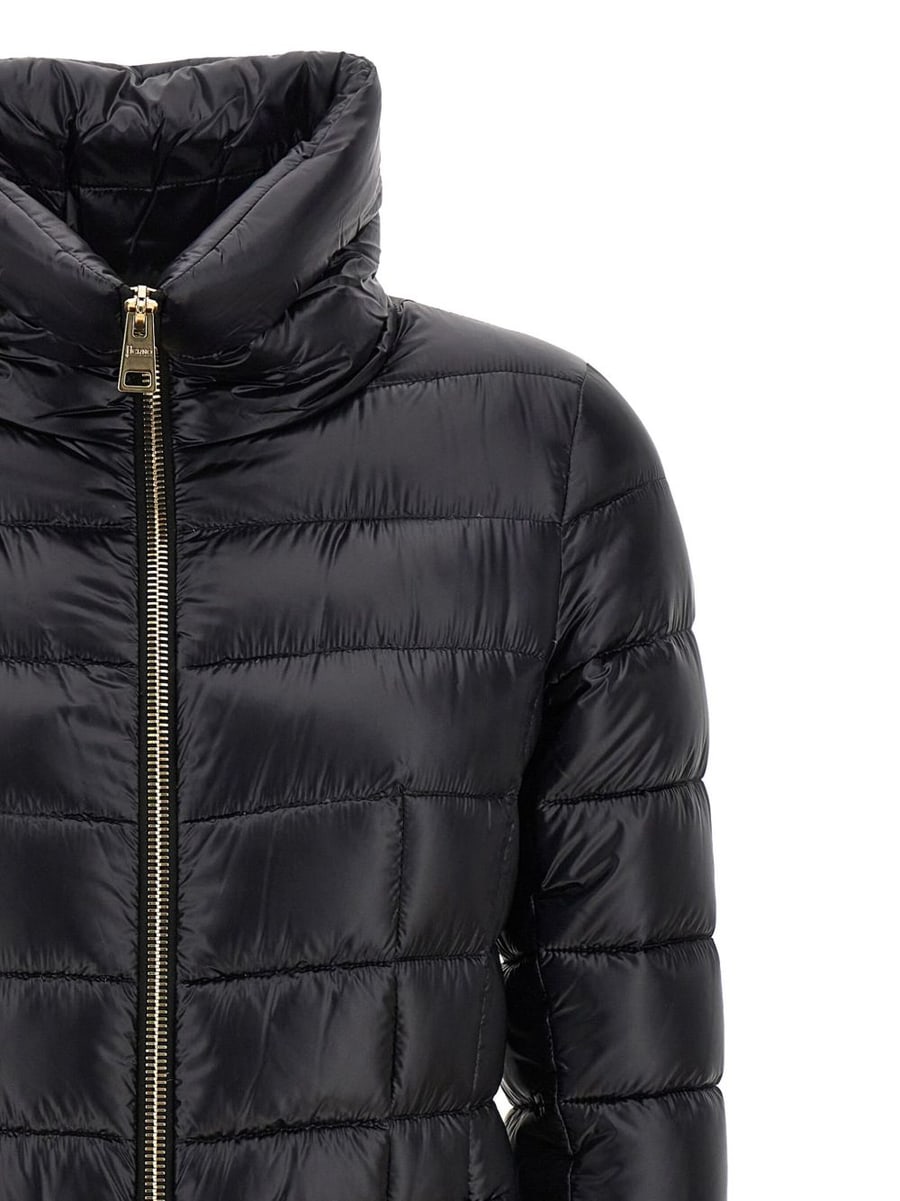 Herno Piumino midi nero con collo alto e tasche, view 5