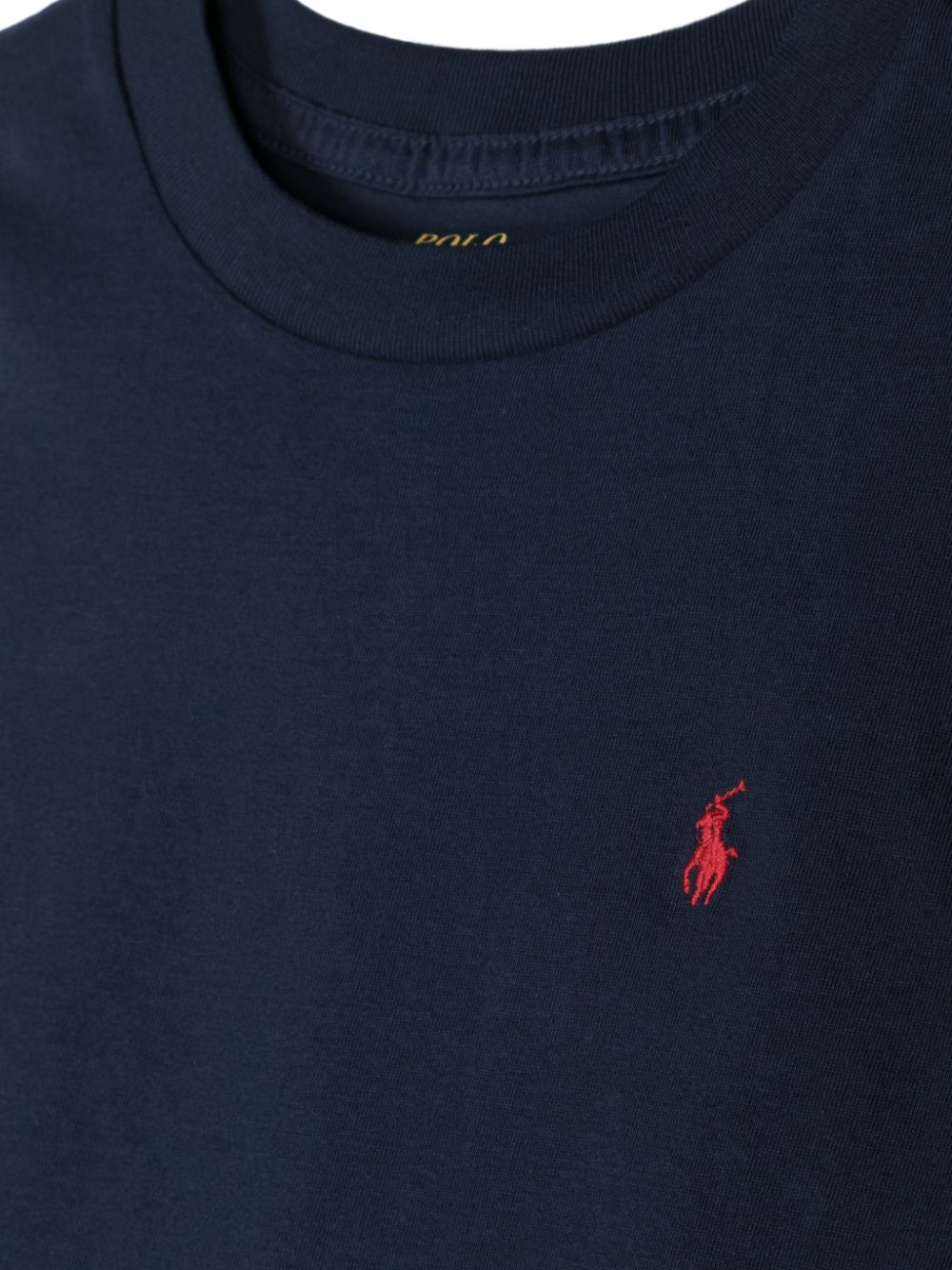Polo Ralph Lauren T-shirt in cotone blu con logo ricamato, view 2