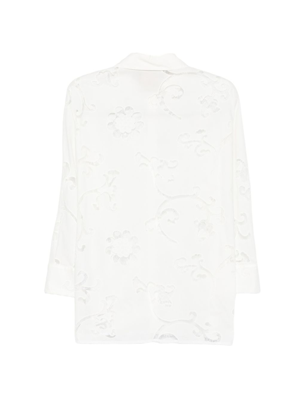 SEMICOUTURE Camicia Tiffany in ctone bianco con ricami traforati, view 2