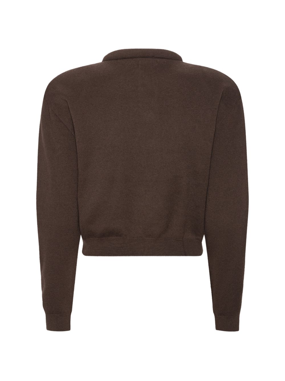 ROTATE Cardigan Firm Knit crop in cotone e cashmere marrone, view 2