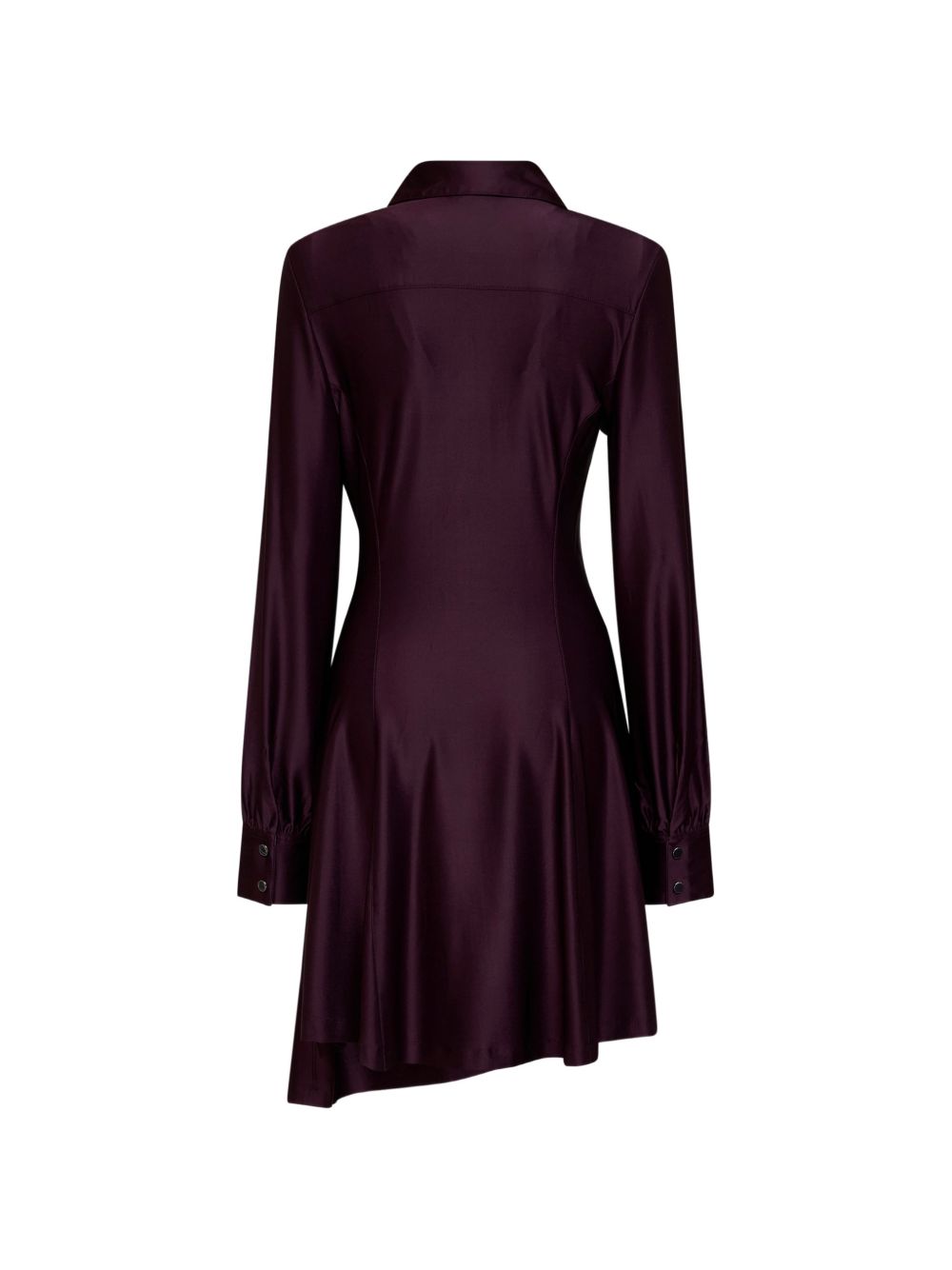 RABANNE Abito camicia asimmetrico drappeggiato viola melanzana, view 2