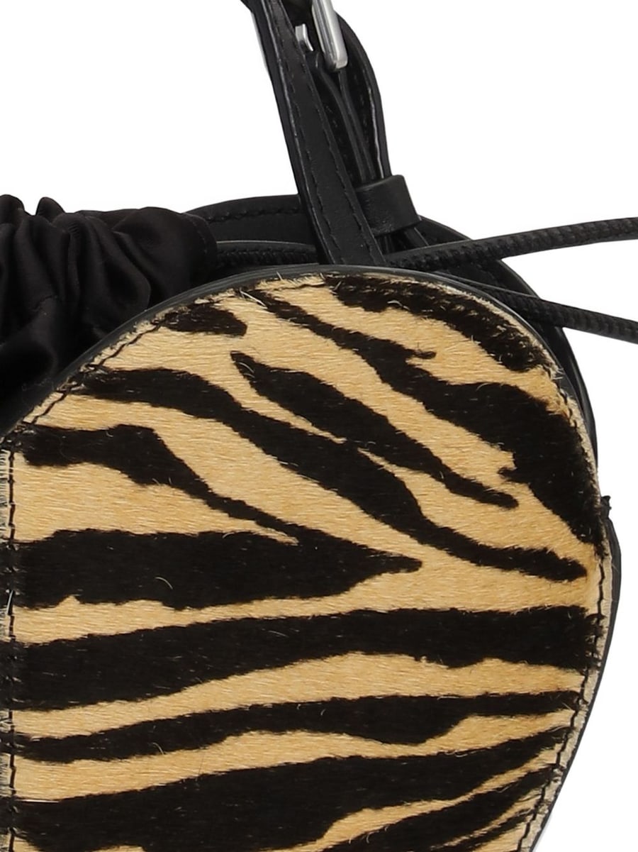ROTATE Borsa Heart Bag nera in cavallino con stampa zebrata, view 2