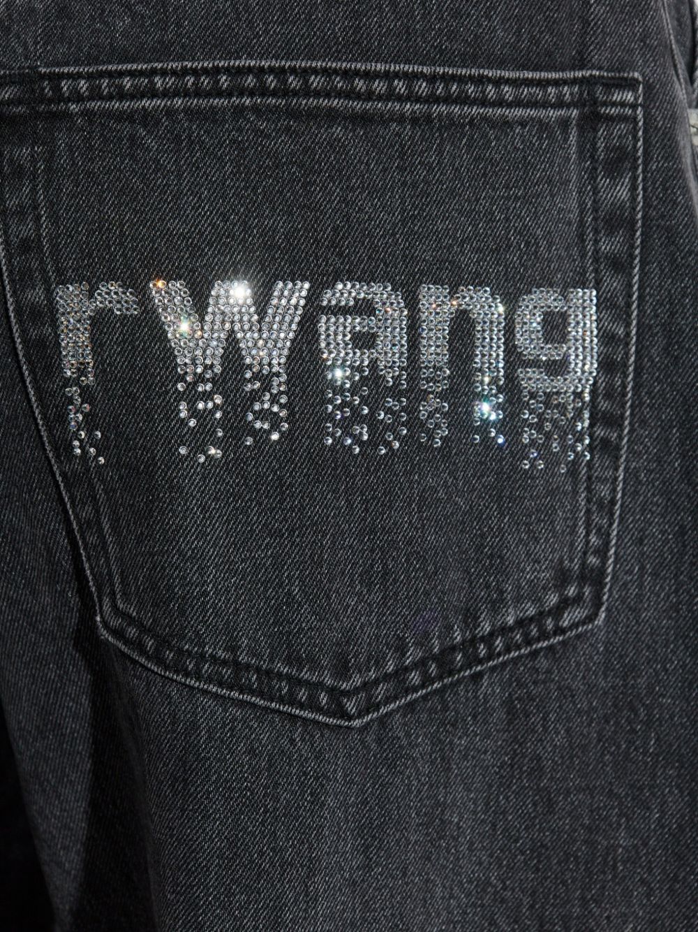 ALEXANDER WANG Jeans antracite con logo in strass, view 2