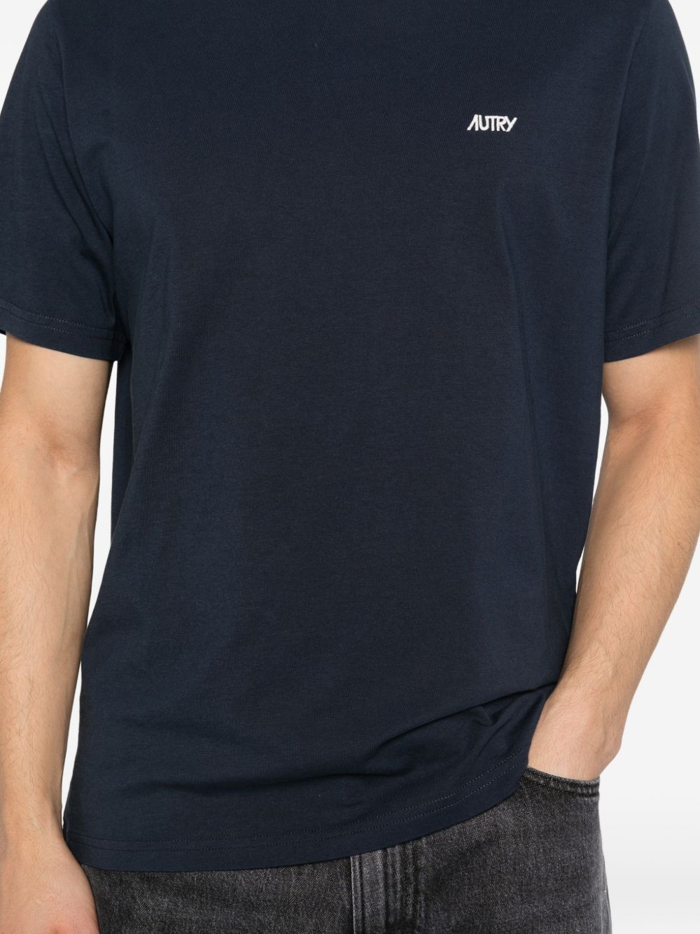 Autry T-shirt in cotone blu, view 2