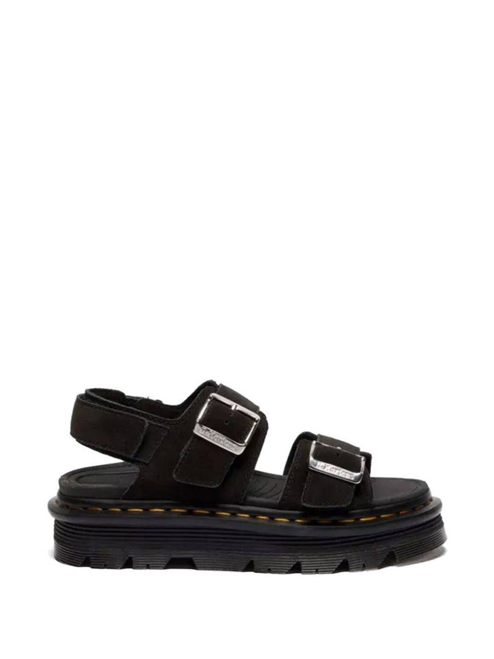 DR MARTENS Sandali Zebzag neri con fibbie e cuciture a contrasto
