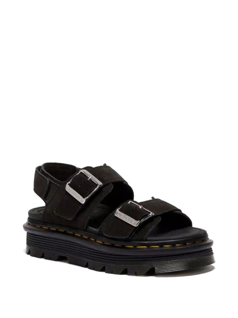DR MARTENS Sandali Zebzag neri con fibbie e cuciture a contrasto, view 2