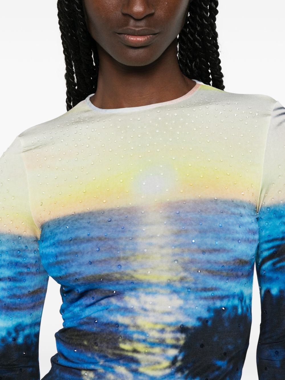 RABANNE T-shirt con stampa tropicale, view 2