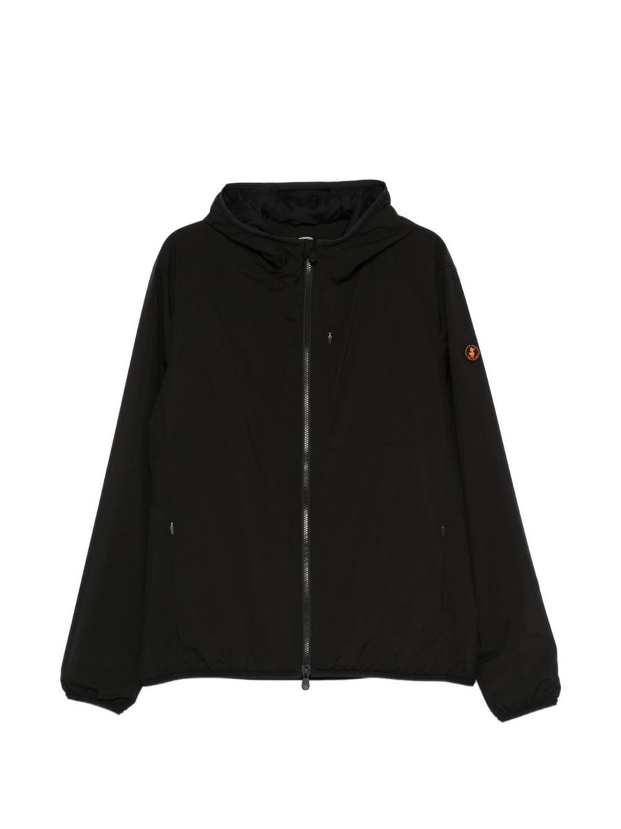 SAVE THE DUCK Giacca Pier nera con cappuccio e zip