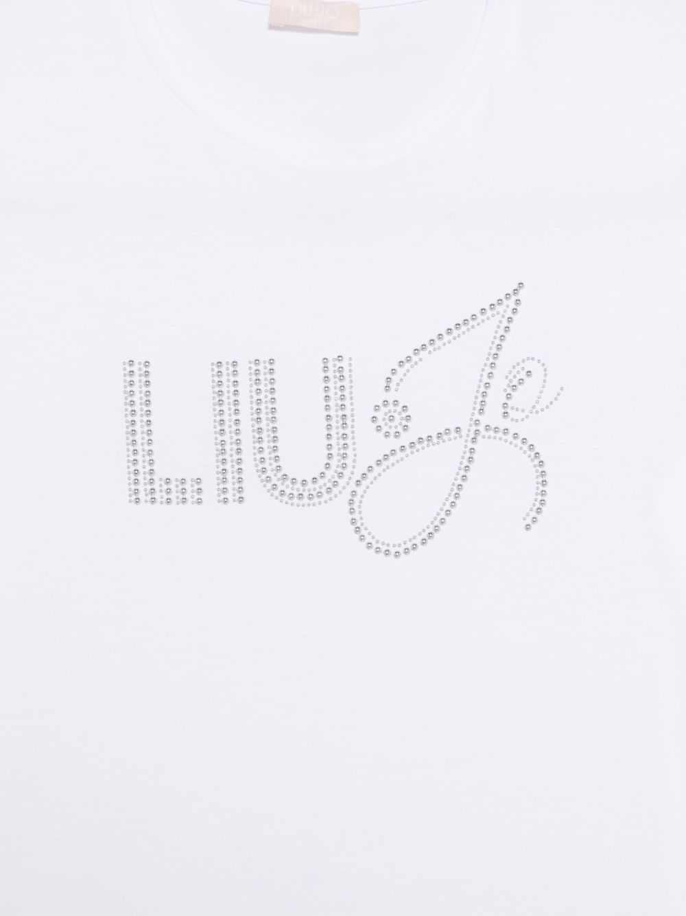 LIUJO T-shirt bianca con strass, view 2