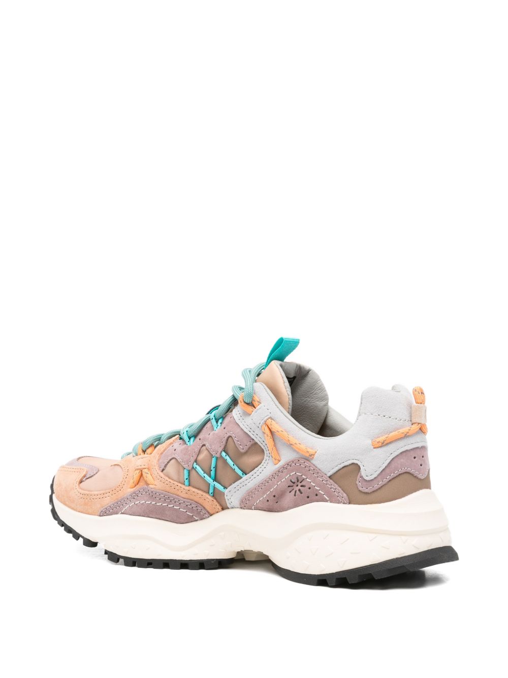 FLOWER MOUNTAIN Sneakers grigie multicolore con dettagli arancioni, marroni e celesti, view 2