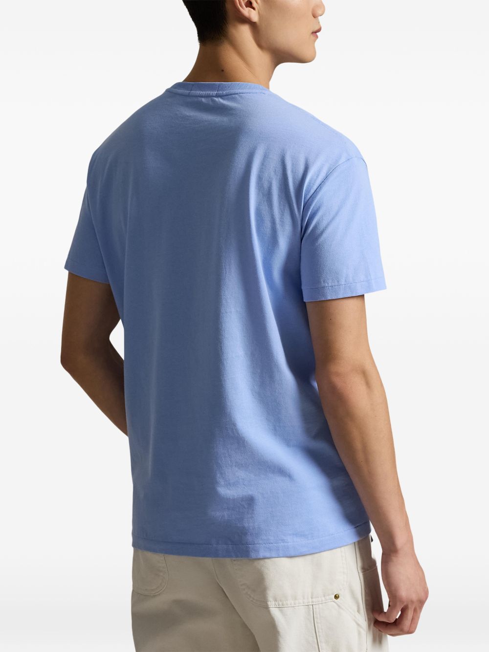Polo Ralph Lauren T-shirt celeste con illustrazione grafica centrale, view 2
