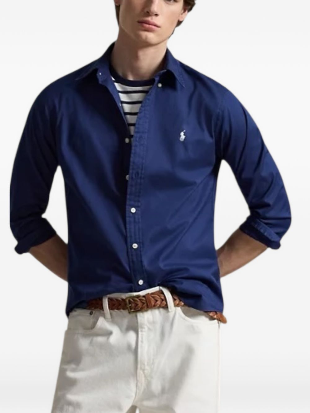 Polo Ralph Lauren Camicia blu con logo ricamato sul petto, view 2