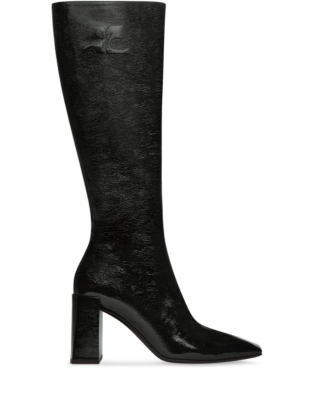 COURREGES Stivale in pelle con tacco nero