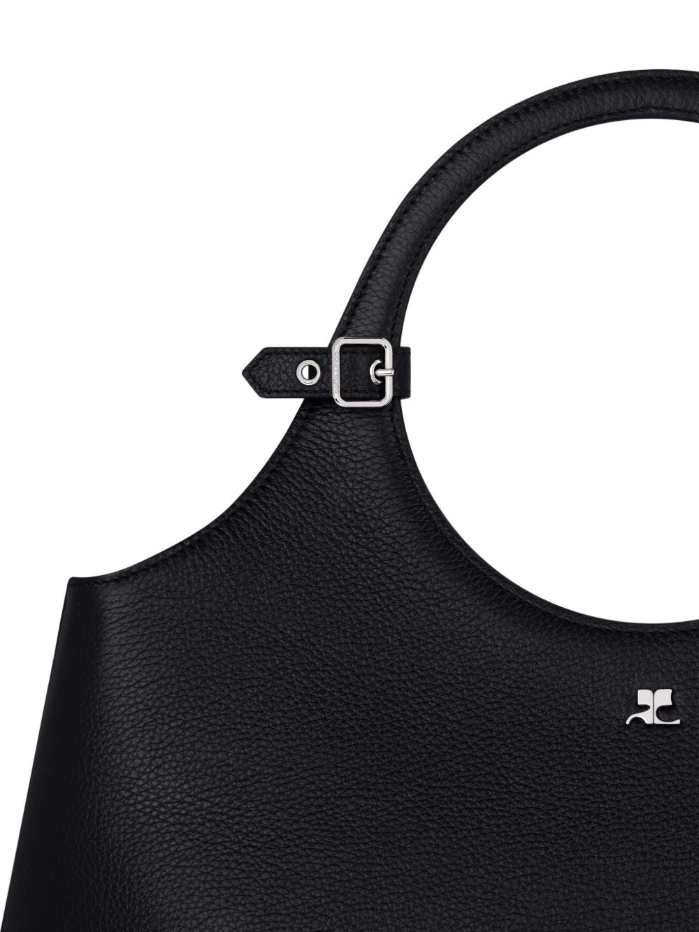 COURREGES Borsa shopping nera con logo, view 2