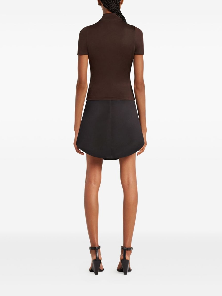 COURREGES Top nero con zip centrale e logo, view 4