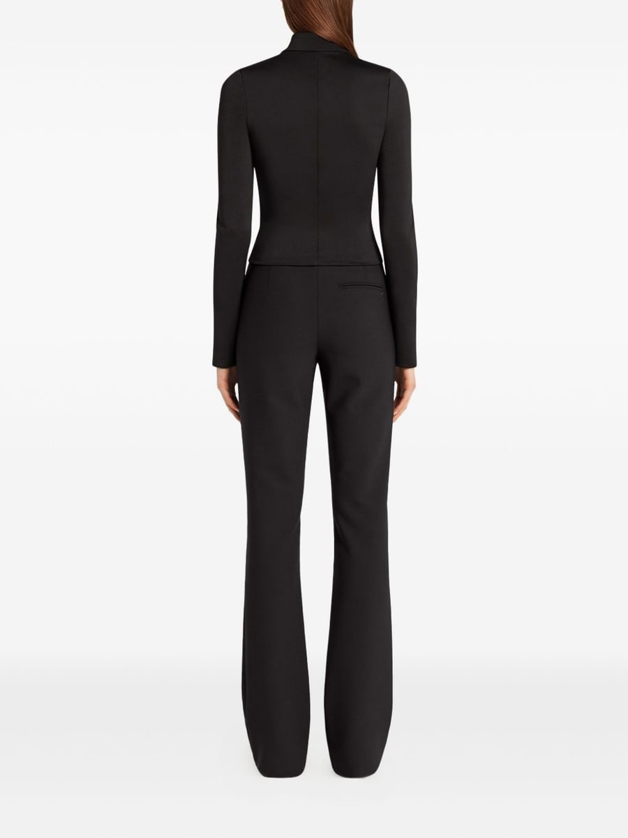COURREGES Giacca nera con zip centrale e logo, view 2