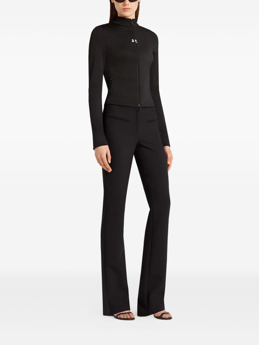 COURREGES Giacca nera con zip centrale e logo, view 4