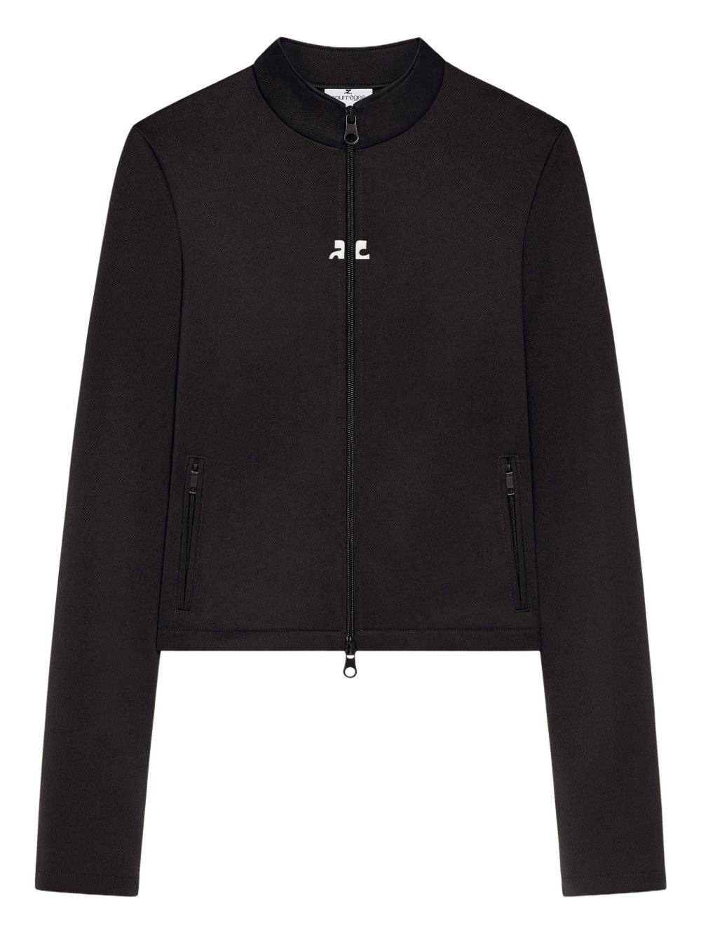 COURREGES Giacca nera con zip centrale e logo