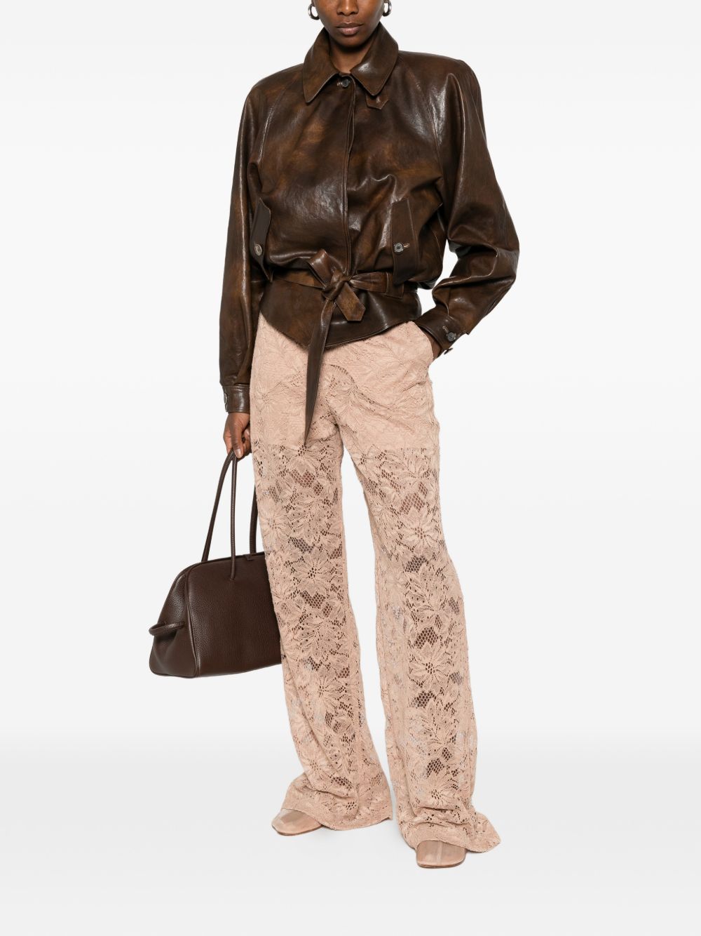 Sportmax Pantaloni Afoso in pizzo color nude, view 2