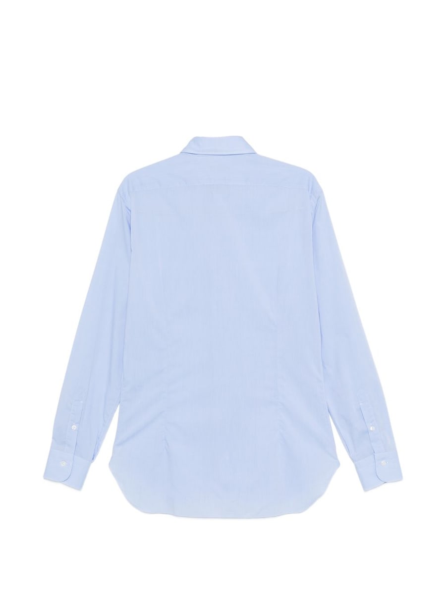 BARBA Camicia in cotone azzurro chiaro con collo spread, view 2