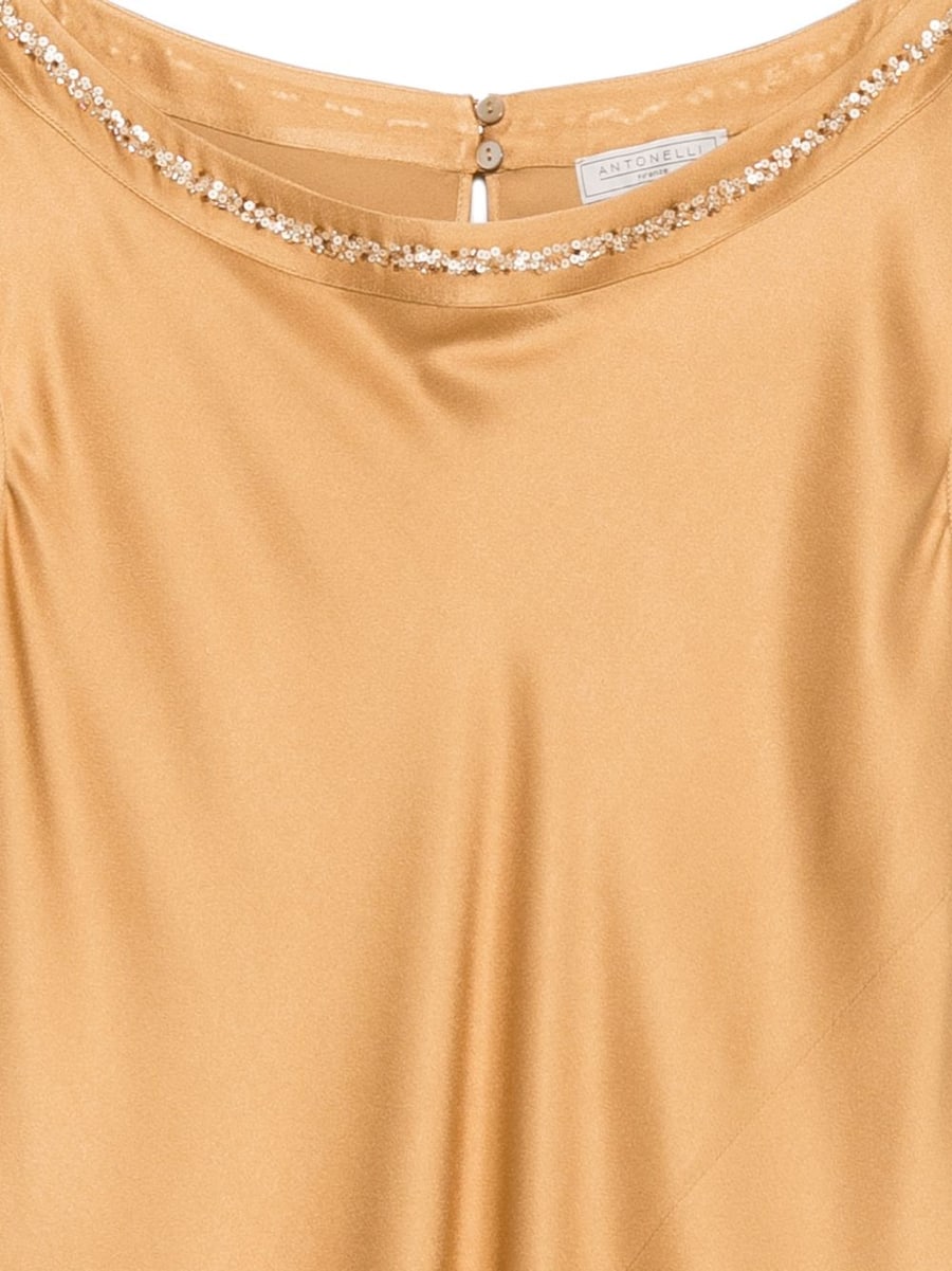ANTONELLI Abito giallo Maxwell con strass sullo scollo, view 3