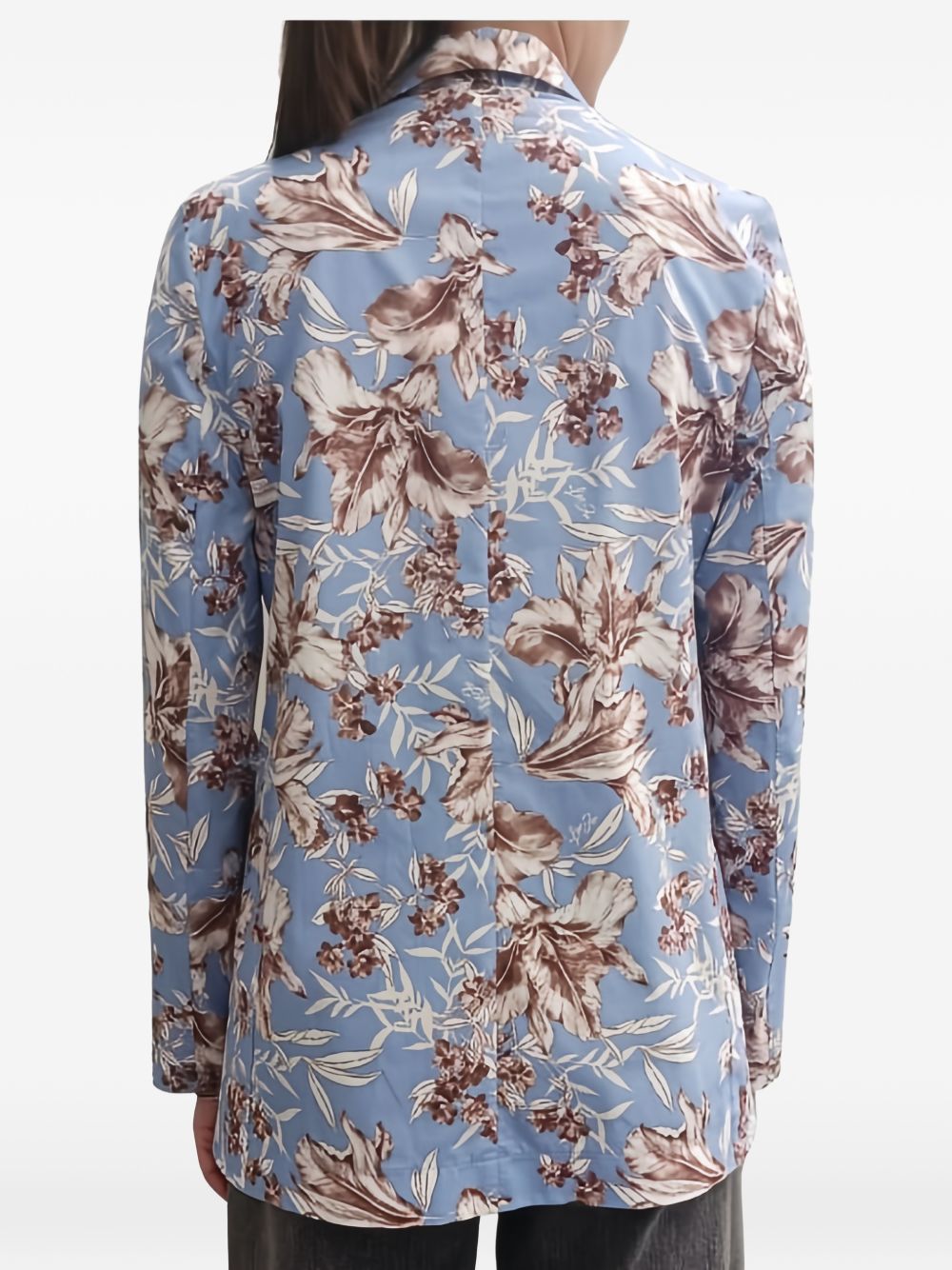 LIUJO Giacca blazer con stampa floreale marrone azzurro, view 2