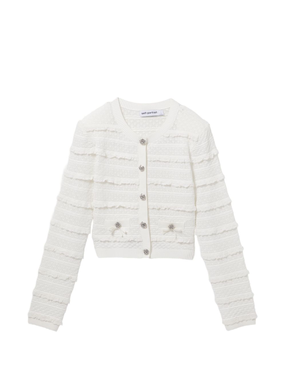 self-portrait Cardigan con bottoni impreziositi da strass bianco