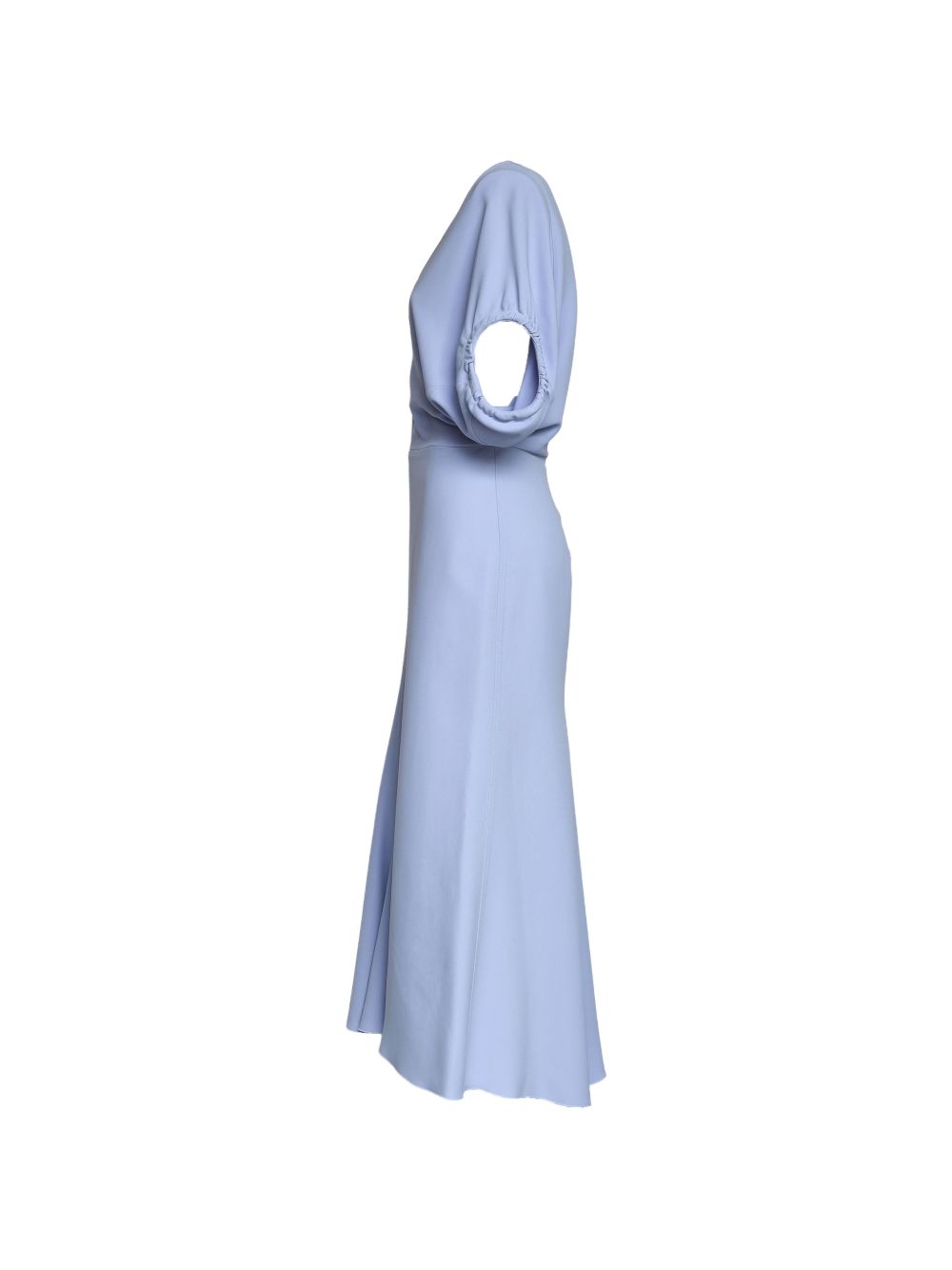 Victoria Beckham Abito midi azzurro con scollo a V a maniche corte, view 2