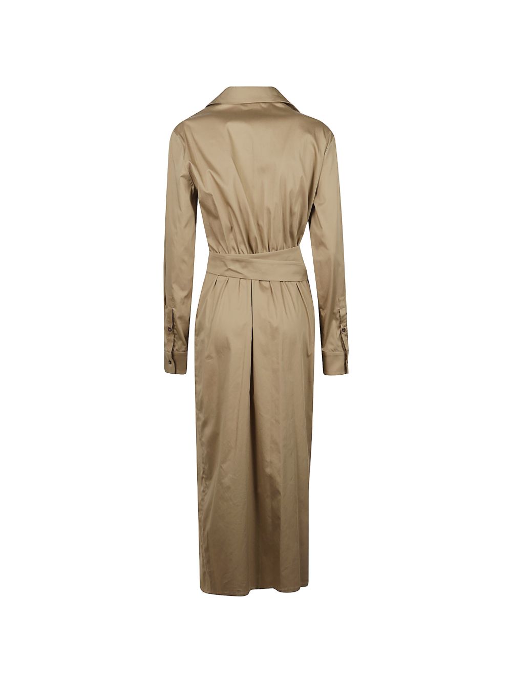Max Mara Abito midi chemisier beige con citura in vita, view 2