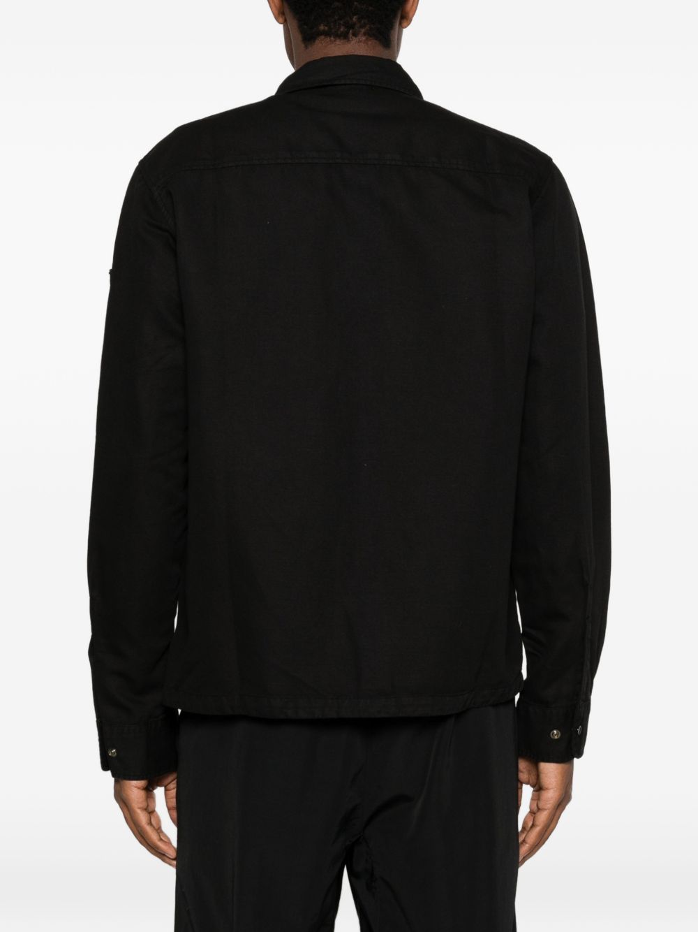 C.P. Company Camicia con zip in cotone misto lino nero, view 2