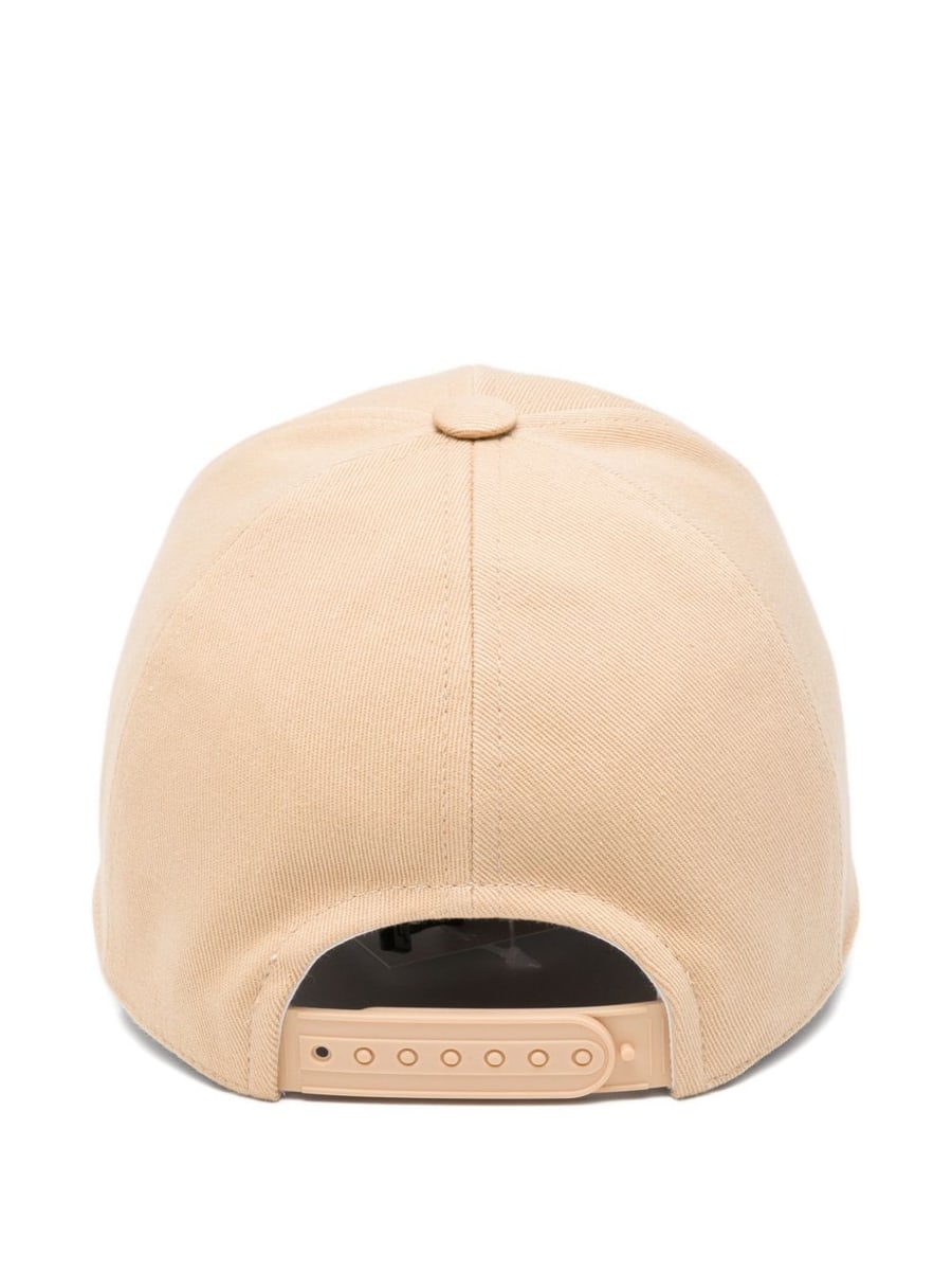COURREGES Cappello da baseball in cotone beige con logo, view 2