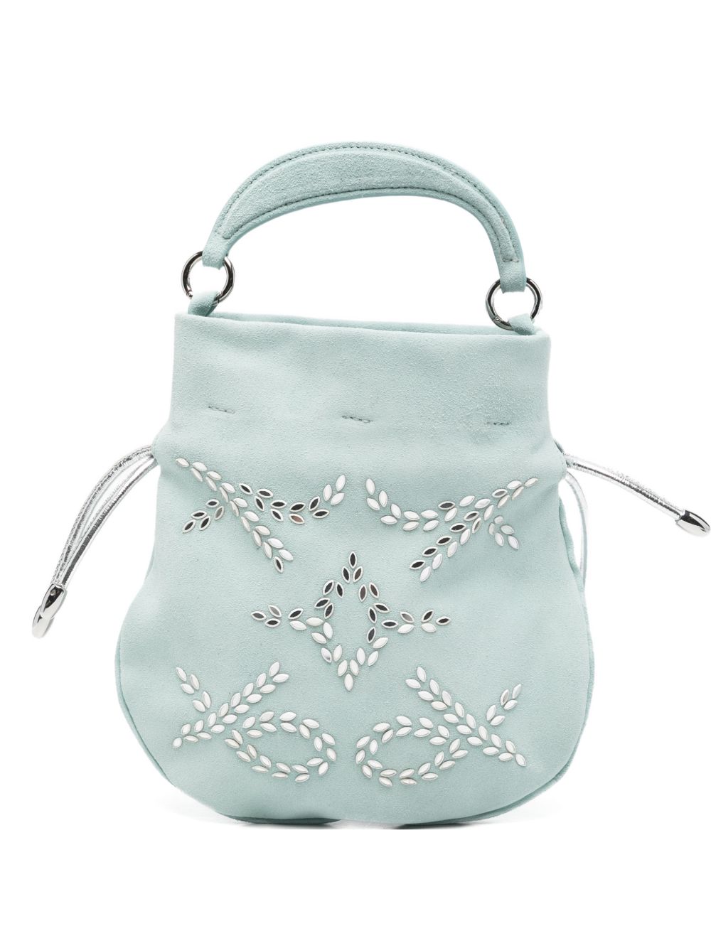 ORCIANI Borsa a secchiello Juice Peach Gem Mini con strass celeste