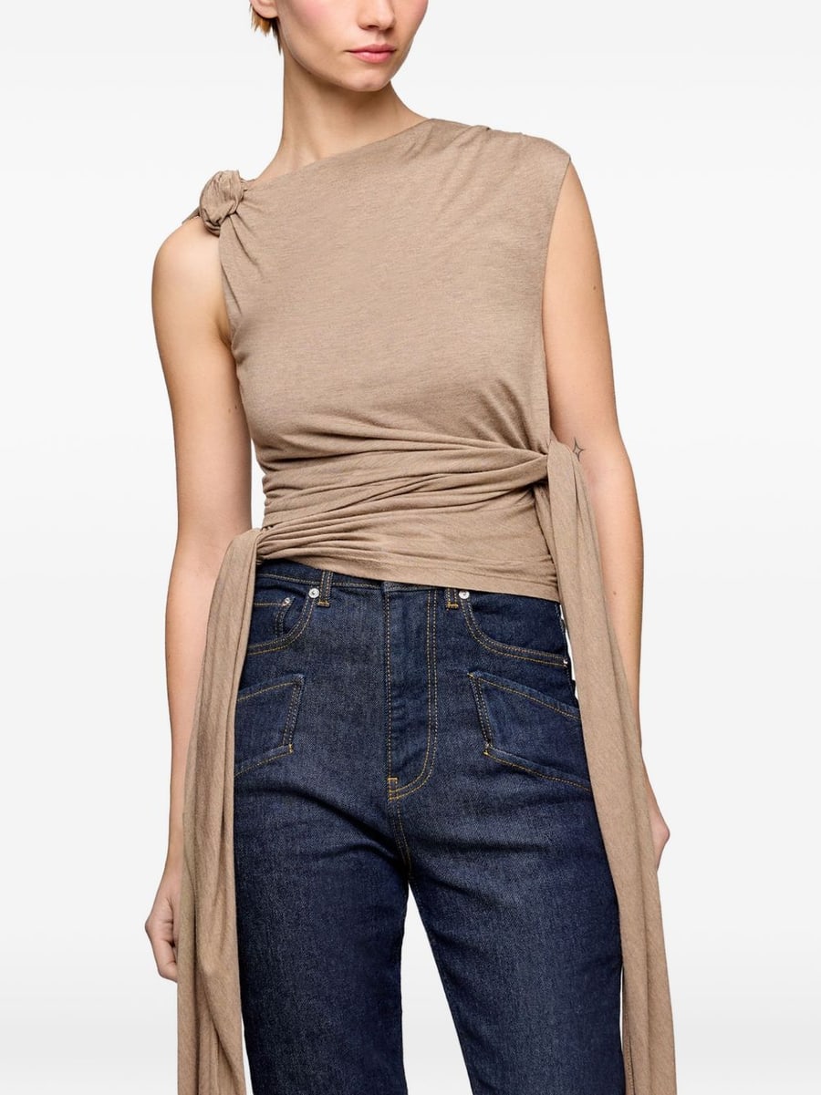 Ganni Top beige con lacci, view 2